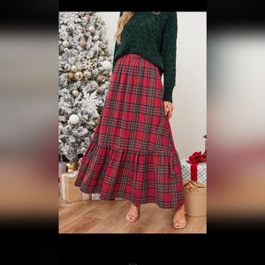 Plaid ankle length skirt